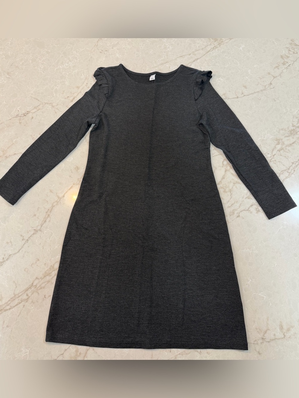 Old Navy Charcoal Long-Sleeve Ruffle-Shoulder Dress